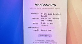 Good
													MacBook Pro 2019 - 13" - I5, Gray, 256 GB, 8 GB, photo 4 of 11