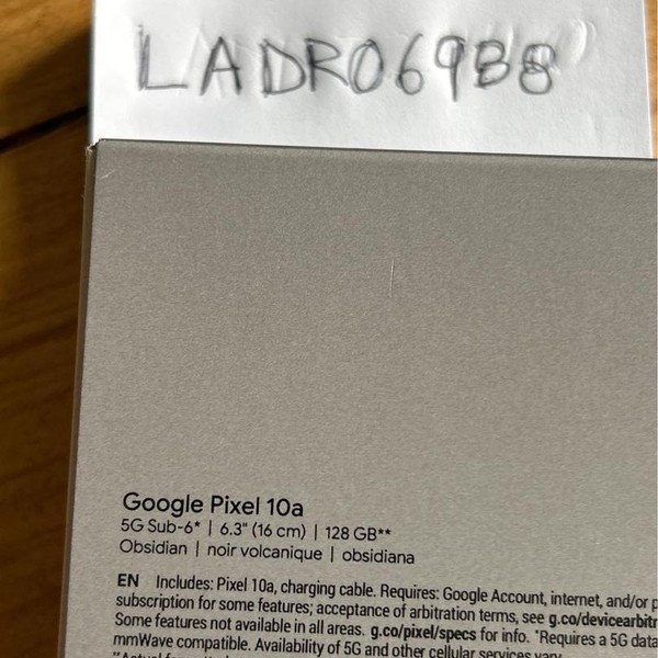 Google Pixel 10a - Unlocked, 128 GB, Obsidian, GE1GQ