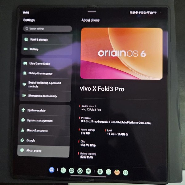 vivo X Fold3 Pro - Unlocked Non-US, 512 GB, Black, 16 GB