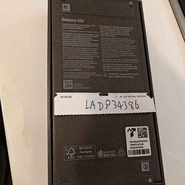 Samsung Galaxy S26 - Unlocked, 256 GB, Cobalt Violet, 12 GB, SM-S942U1