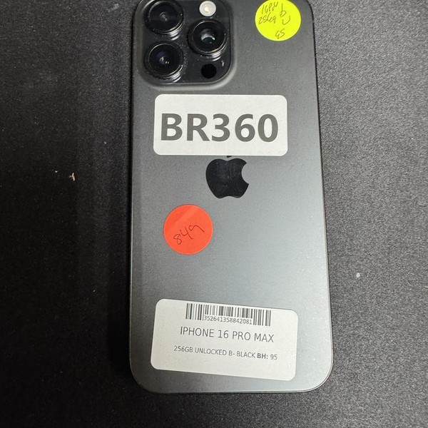 Apple iPhone 16 Pro Max - Unlocked, 256 GB, Black, A3084