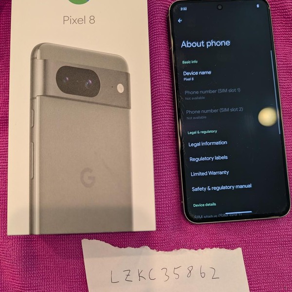 Google Pixel 8 - Unlocked, 128 GB, Hazel, 8 GB, G9BQD, Sub-6 5G