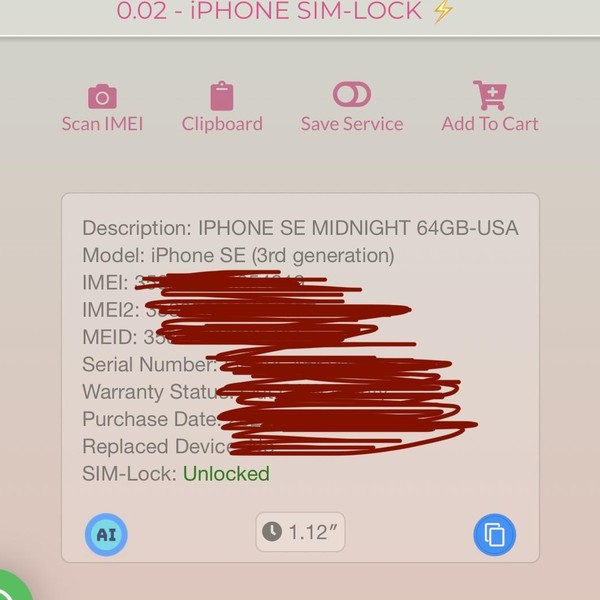 Apple iPhone SE 3rd Gen 2022 - Unlocked, 64 GB, Midnight, A2595