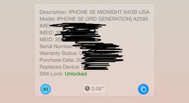 New
													Apple iPhone SE 3rd Gen 2022 - Unlocked, Midnight, 64 GB, A2595, photo 3 of 4