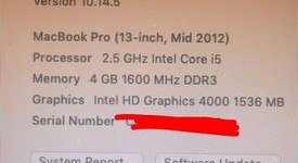 Good
													MacBook Pro 2012 (Unibody) - 13" - Silver, 512 GB, 4 GB, photo 5 of 10