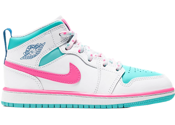 Jordan 1 Mid White Pink Green Soar (PS) for sale