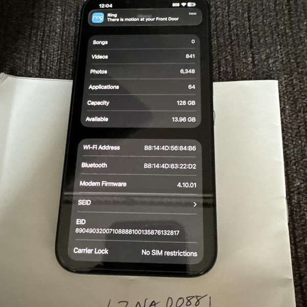 Apple iPhone 14 - Unlocked, 128 GB, Midnight, A2649