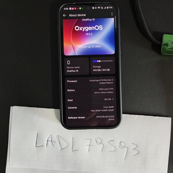 OnePlus 15 - Unlocked, 512 GB, Infinite Black, 16 GB