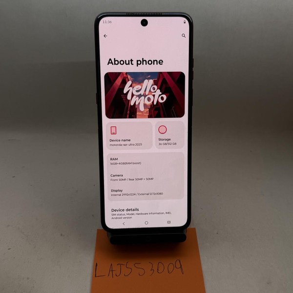 Motorola Razr Ultra (2025) - Unlocked, 512 GB, PANTONE Rio Red, 16 GB