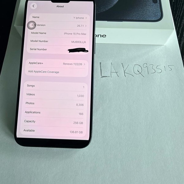 Apple iPhone 15 Pro Max - Unlocked, 256 GB, Blue, A2849
