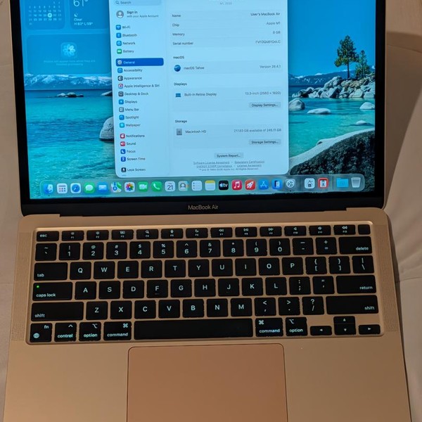 MacBook Air 2020 - 13 inch - 256 GB, Gold, 8 GB, Apple M1