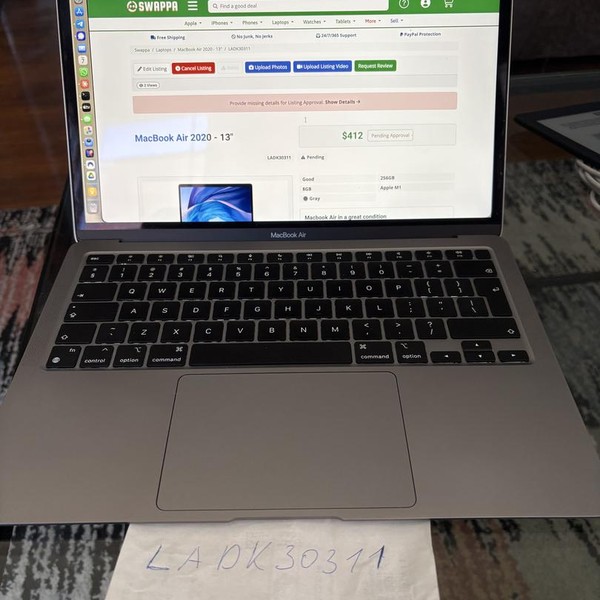 MacBook Air 2020 - 13 inch - 256 GB, Gray, 8 GB, Apple M1