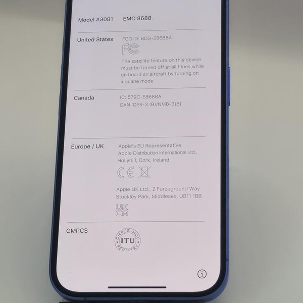 Apple iPhone 16 - Verizon, Ultramarine, 128 GB, A3081