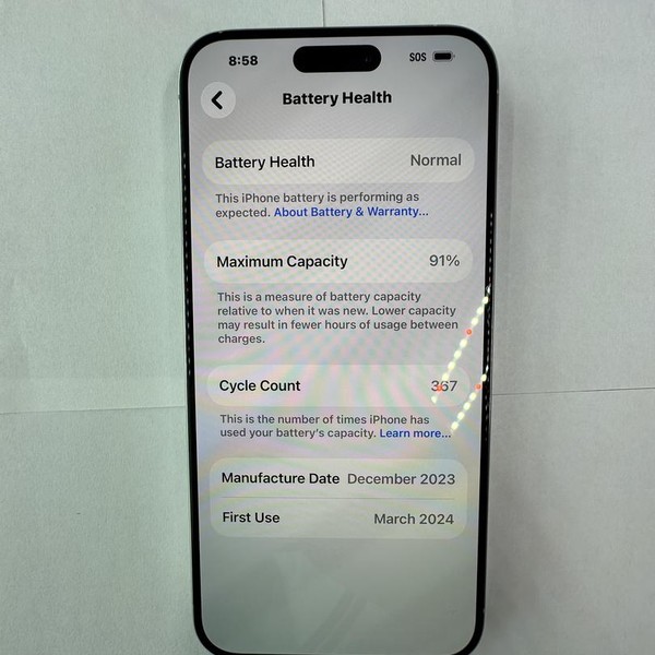 Apple iPhone 15 Pro Max - Unlocked, 256 GB, White, A2849