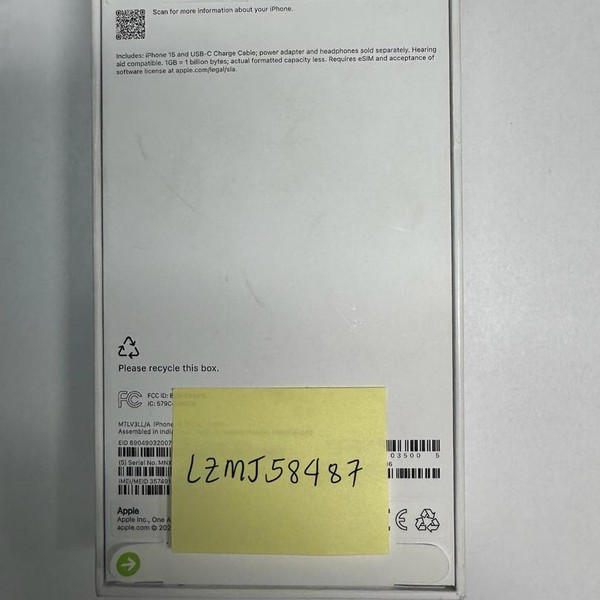 Apple iPhone 15 - T-Mobile, 128 GB, Black, A2846