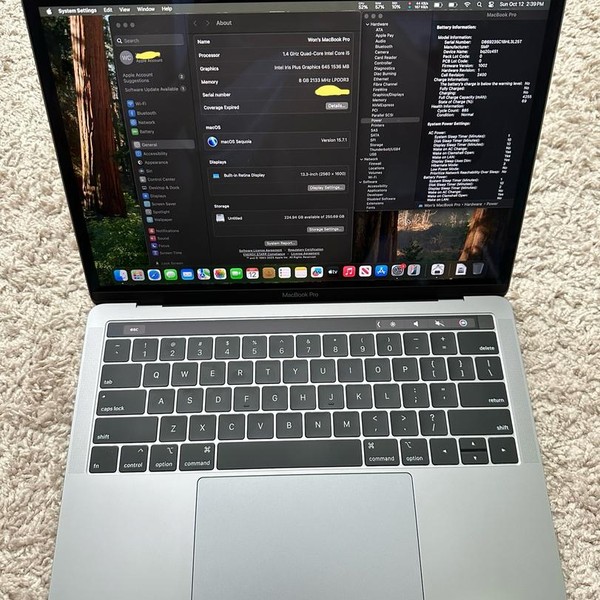 MacBook Pro 2019 - 13 inch - 256 GB, Gray, 8 GB, Intel Core i5