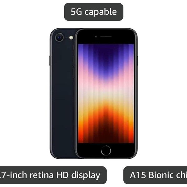 Apple iPhone SE 3rd Gen 2022 - Unlocked, 64 GB, Midnight, A2595