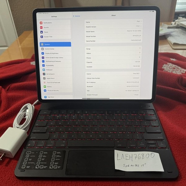 Apple iPad Air 13 inch (M2) 2024 - Unlocked, 128 GB, Gray, A2899