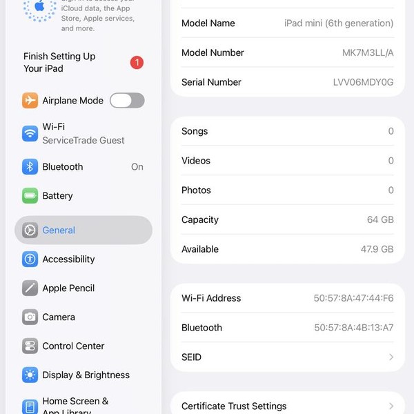 Apple iPad Mini (6th Gen) - Wi-Fi, 64 GB, Gray, A2567