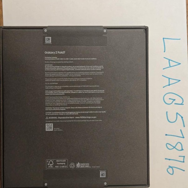 Samsung Galaxy Z Fold7 - Verizon, 256 GB, Silver Shadow, 12 GB, SM-F966U