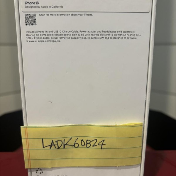 Apple iPhone 16 - Verizon, 128 GB, White, A3081