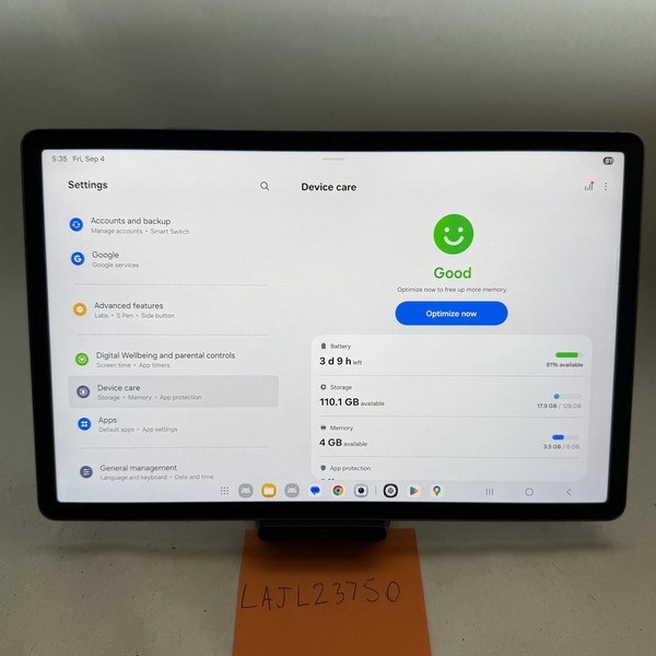 Samsung Galaxy Tab S9 Plus FE - Wi-Fi, 128 GB, Gray, 8 GB