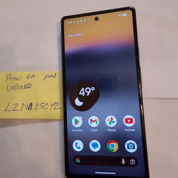 Google Pixel 6a - Unlocked, Charcoal, 128 GB, 6 GB, GX7AS