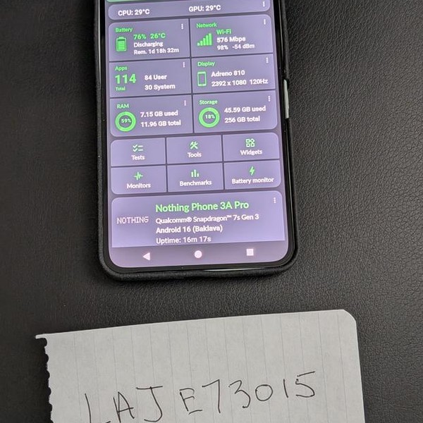 Nothing Phone (3a) Pro - Unlocked, 256 GB, Gray, 12 GB