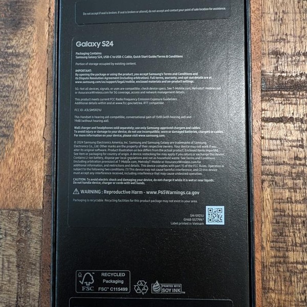 Samsung Galaxy S24 - T-Mobile, 128 GB, Violet, 8 GB, SM-S921U