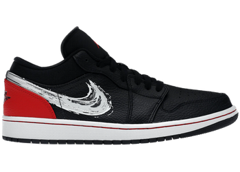 Jordan 1 Low Brushstroke Swoosh Black for sale