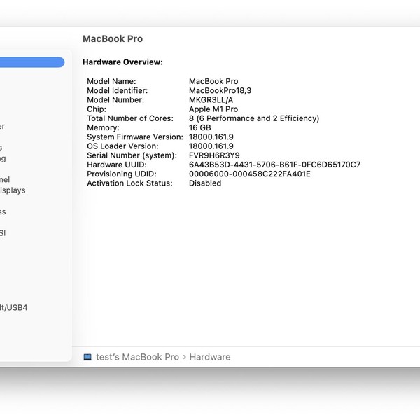 MacBook Pro 2021 - 14 inch - 512 GB, Silver, 16 GB, Apple M1 Pro 8-core