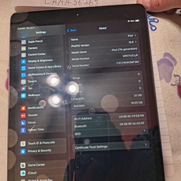 Apple iPad 7th Gen - Wi-Fi, 32 GB, Gray, A2197