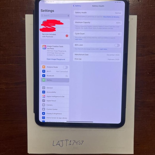 Apple iPad Pro 11 inch (M4) 2024 - Wi-Fi, 512 GB, Black, 8 GB, A2836, Standard Glass