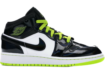 Jordan 1 Mid Black Cyber Mystic Green (GS) for sale