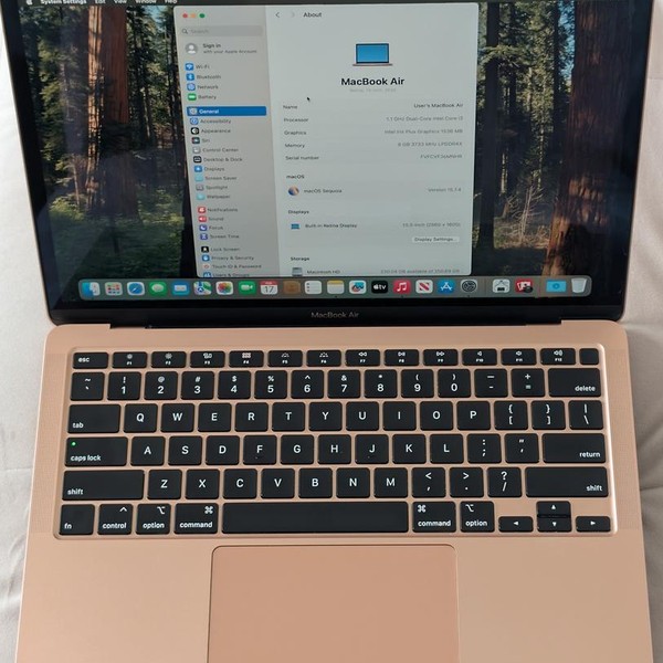 MacBook Air 2020 - 13 inch - 256 GB, Gold, 8 GB, Intel Core i3