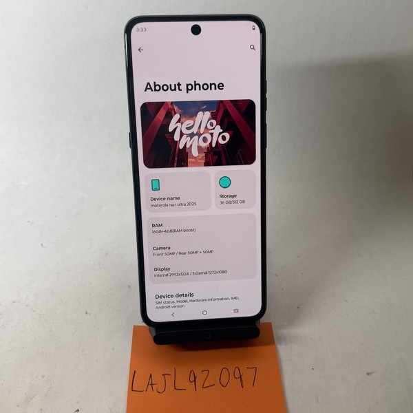 Motorola Razr Ultra (2025) - Unlocked, 512 GB, PANTONE Scarab, 16 GB