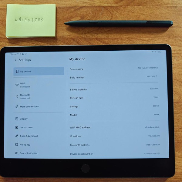 TCL Note A1 NXTPAPER - 256 GB, 8 GB