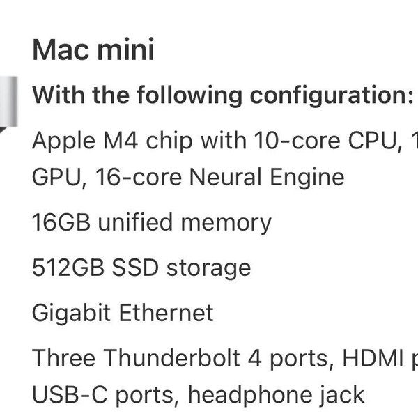 Mac Mini 2024 - 512 GB, 16 GB, Apple M4