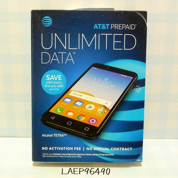 Alcatel Tetra - AT&T, 16 GB, Black, 2 GB, Prepaid