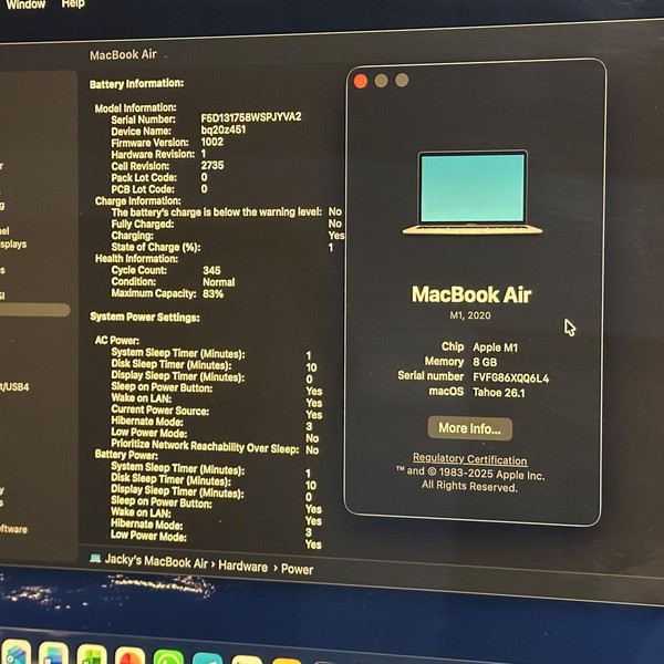 MacBook Air 2020 - 13 inch - 256 GB, Gray, 8 GB, Apple M1