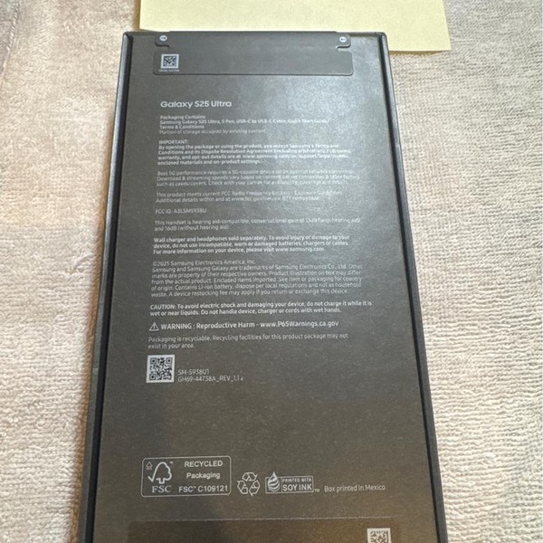 Samsung Galaxy S25 Ultra - Unlocked, 512 GB, Black, 12 GB, SM-S938U1