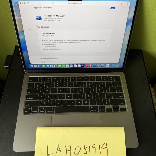 MacBook Air 2022 (M2) - 13 inch - 256 GB, Gray, 8 GB, Apple M2