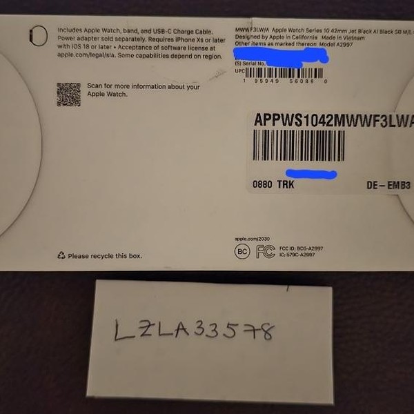 Apple Watch Series 10 42mm - Black, A2997 - GPS, Aluminum