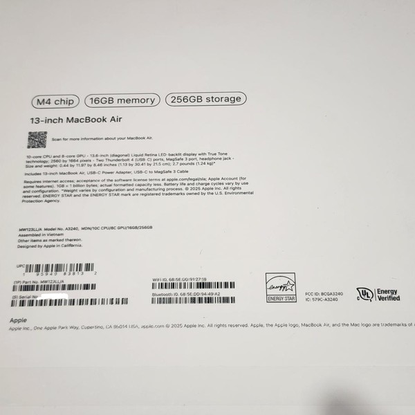 MacBook Air 2025 (M4) - 13 inch - 256 GB, Sky Blue, 16 GB, Apple M4
