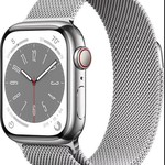 New Apple Watch Series 8 41mm - Unlocked, Silver, A2772 - Cellular, Stainless