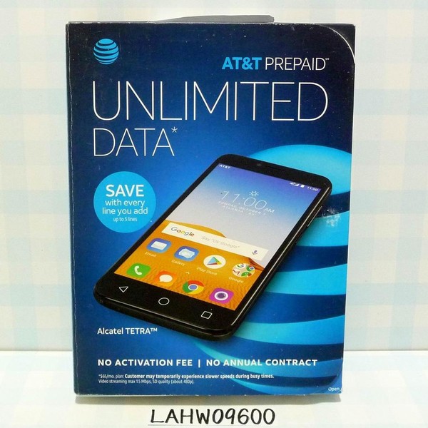 Alcatel Tetra - AT&T, 16 GB, Black, 2 GB, Prepaid