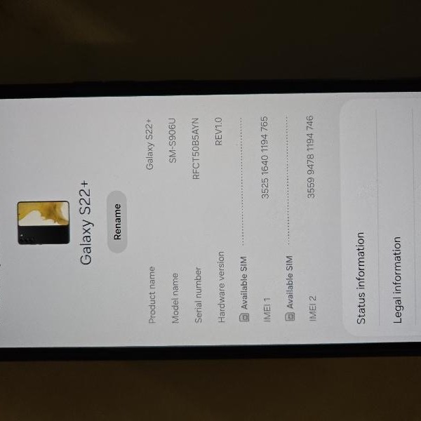 Samsung Galaxy S22 Plus - Verizon, 128 GB, Black, 8 GB, SM-S906U