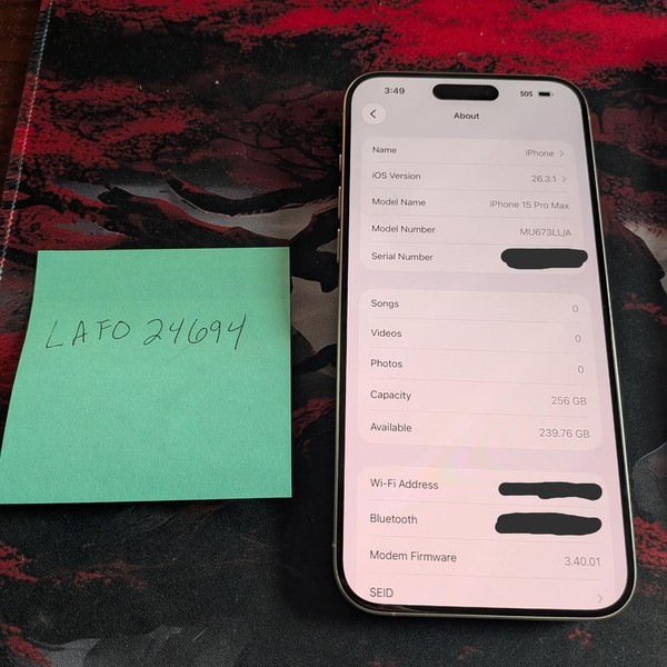Apple iPhone 15 Pro Max - Verizon, 256 GB, White, A2849