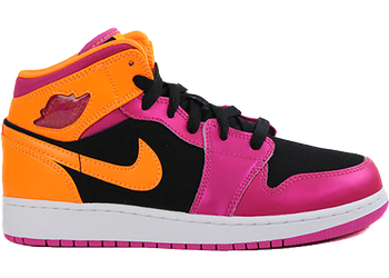 Jordan 1 Retro Mid Black Fusion Pink Bright Citrus (GS) for sale