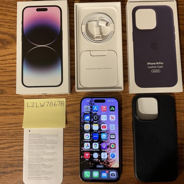 Apple iPhone 14 Pro - Unlocked, 256 GB, Purple, A2650